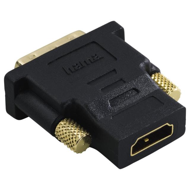 Адаптер HAMA 34035, DVI мъжко - HDMI женско, Позлатени конектори, Екраниран, 3 Stars, Черен