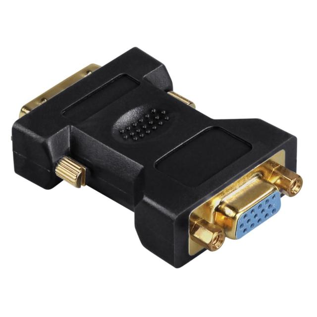 Адаптер HAMA 45073, DVI мъжко - VGA женско, Позлатени конектори, Екраниран, Черен