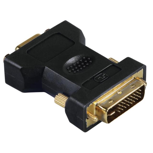 Адаптер HAMA 45073, DVI мъжко - VGA женско, Позлатени конектори, Екраниран, Черен