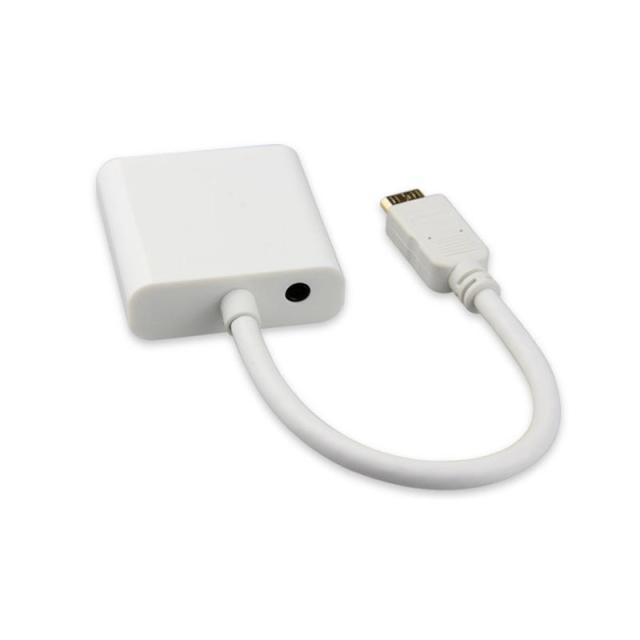 Конвертор Estillo, mini HDMI мъжко - VGA женско, 1080P, Бял