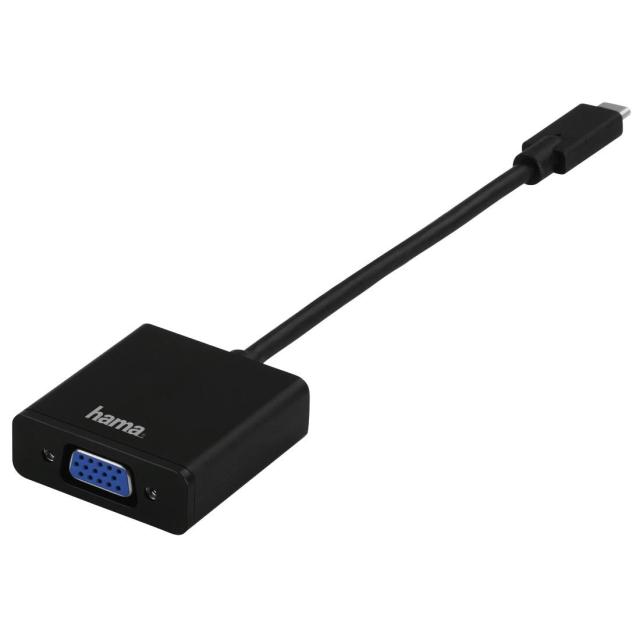 Адаптер HAMA 135727, USB-C мъжко - VGA женско, Full HD, 3 звезди, Позлатени конектори, Черен