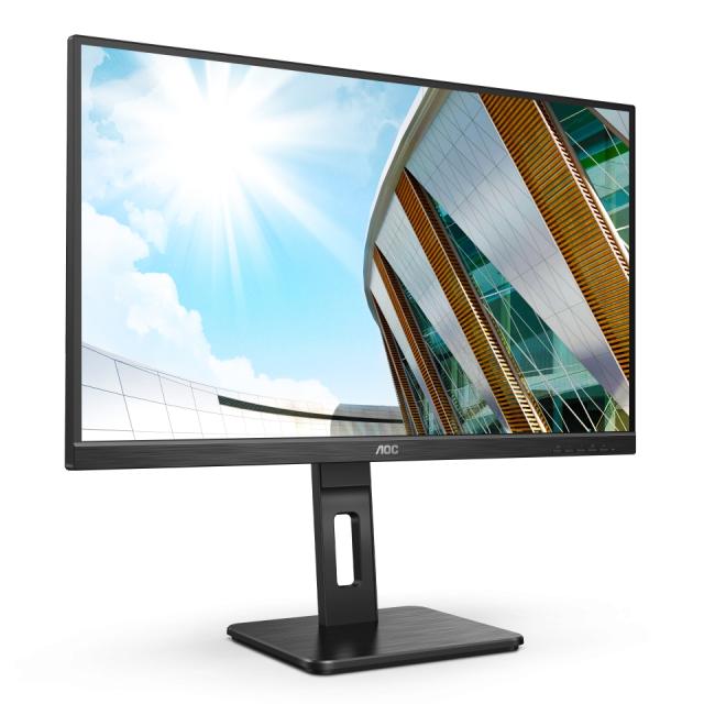 Монитор AOC 27P2C, 27" IPS WLED, 1920x1080@75Hz, 4ms GtG, 250cd m/2, 1000:1, DCR 50M:1, Adaptive Sync, FlickerFree, Low Blue Light, 2Wx2, Tilt, Height Adjust, Pivot, Swivel, HDMI, DP, USB Hub