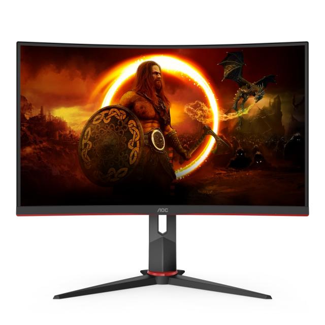 Монитор AOC CQ27G2U/BK, 27" Curved 1500R VA WLED, 2560x1440@144Hz, 4ms GtG, 1ms MPRT, 250cd m/2, 3000:1, DCR 80M:1, FreeSync Premium, FlickerFree, Low Blue Light, 2Wx2, Tilt, Height Adjust, Swivel, 2xHDMI, DP, USB Hub