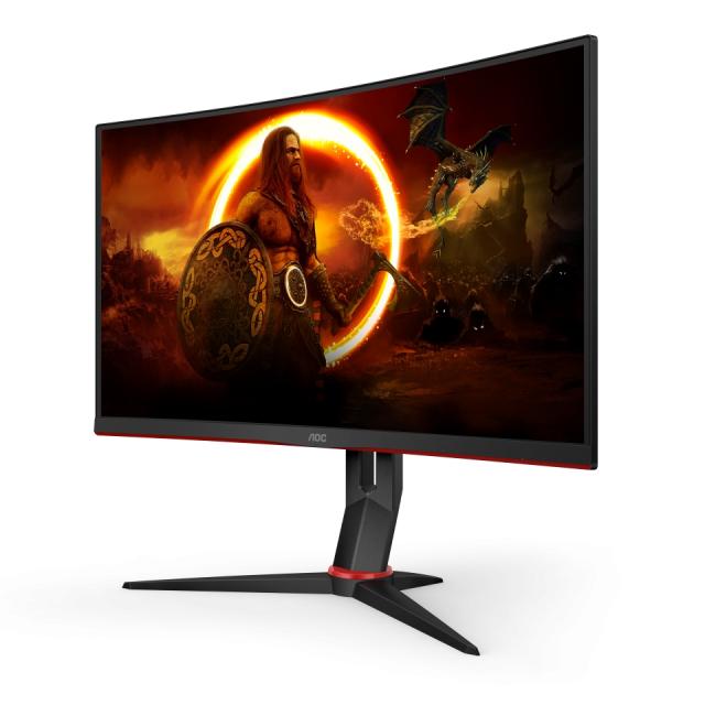 Монитор AOC CQ27G2U/BK, 27" Curved 1500R VA WLED, 2560x1440@144Hz, 4ms GtG, 1ms MPRT, 250cd m/2, 3000:1, DCR 80M:1, FreeSync Premium, FlickerFree, Low Blue Light, 2Wx2, Tilt, Height Adjust, Swivel, 2xHDMI, DP, USB Hub