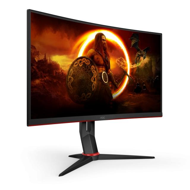 Монитор AOC CQ27G2U/BK, 27" Curved 1500R VA WLED, 2560x1440@144Hz, 4ms GtG, 1ms MPRT, 250cd m/2, 3000:1, DCR 80M:1, FreeSync Premium, FlickerFree, Low Blue Light, 2Wx2, Tilt, Height Adjust, Swivel, 2xHDMI, DP, USB Hub