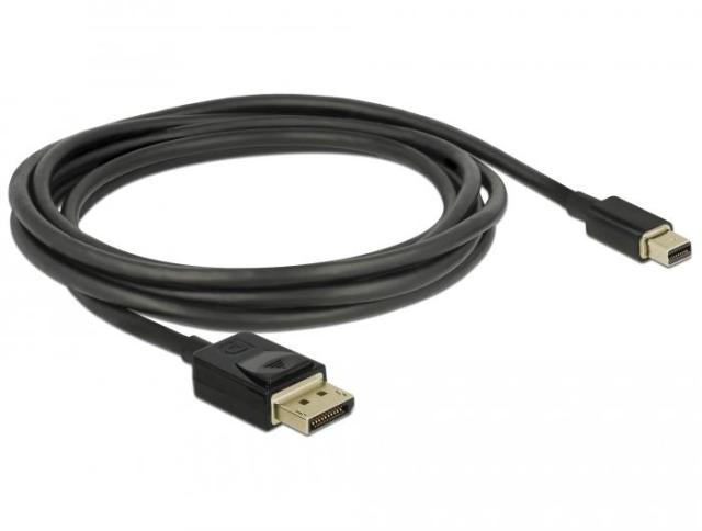 Кабел Delock Mini DisplayPort мъжко - DisplayPort мъжко, 2.0м, 8K 60 Hz, Черен