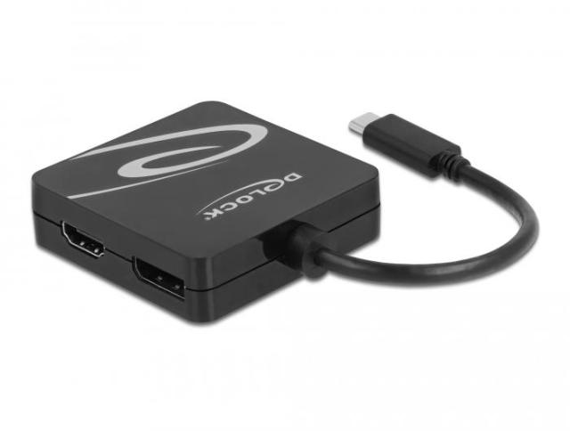 Адаптер 4 в 1 Delock 63129 USB-C мъжко - VGA DVI DisplayPort HDMI женско, Черен
