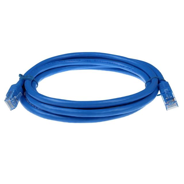 Kабел ACT U/UTP, CAT 6, RJ-45 - RJ-45, 0.5 m, Медни проводници, Син, Булк опаковка