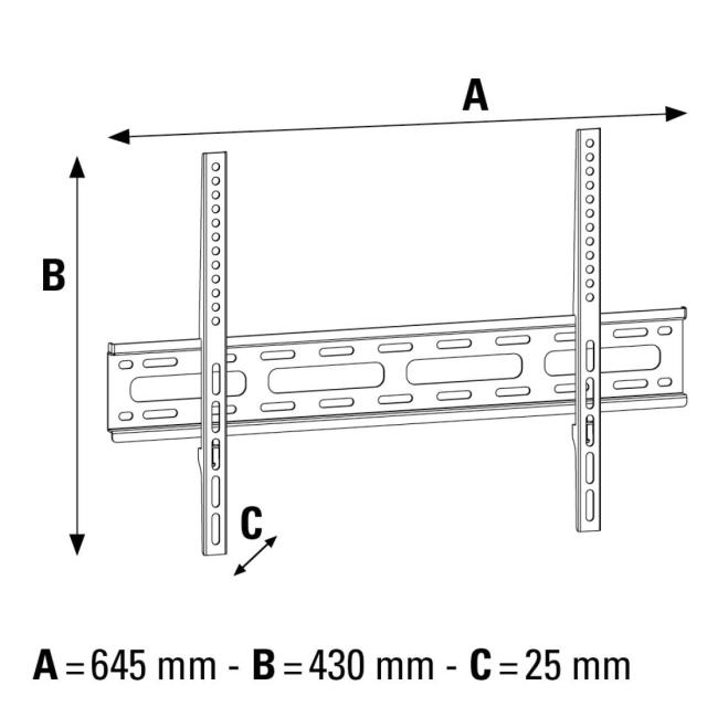 Стенна стойка за TV HAMA, Фиксирана, 32"-75", 35 кг, Черна