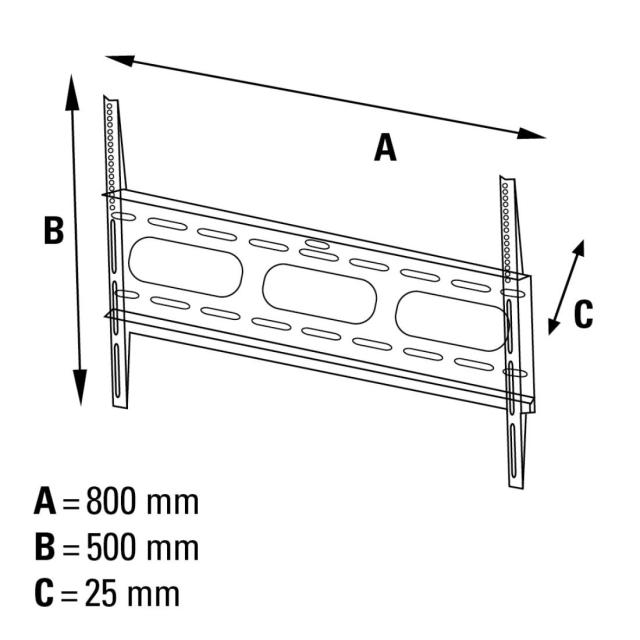Стенна стойка за TV HAMA, Фиксирана, 37"-90", 75 кг, Черна