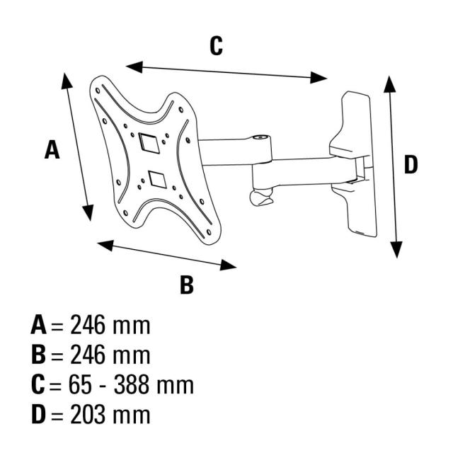 Стенна стойка за TV HAMA, Регулируема, До 19"-46", 25 кг, Бяла