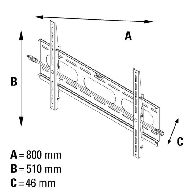 Стенна стойка за TV HAMA, Регулируема, 37"-63", 75 кг, Черна