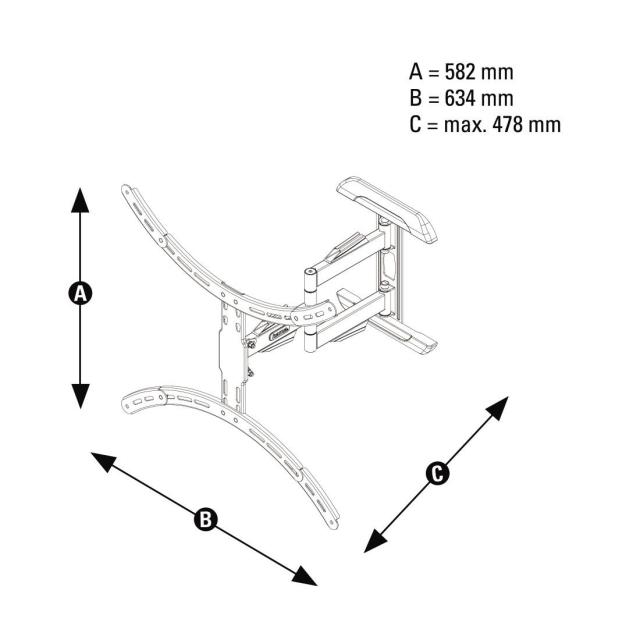 Стенна стойка за TV HAMA, Регулируема, 37"-75", 45 кг, Черна