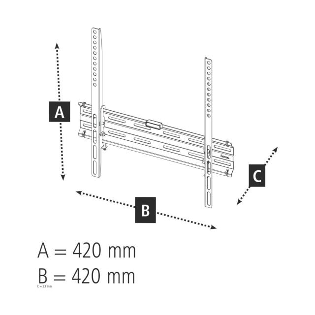 Стенна стойка за TV HAMA, Фиксирана, 32"-65", 35 кг, VESA 400, 1 звезда, Черен