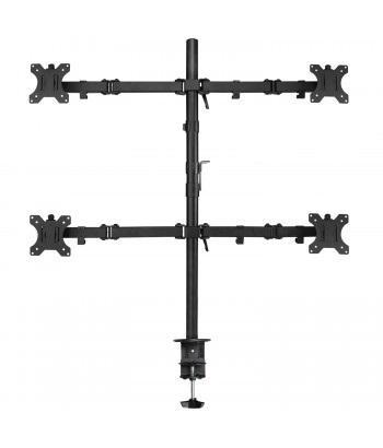 Стойка Ewent EW1514,  за 4 монитора за бюро, Регулируема, 2", 20 кг, Бюро, Черна