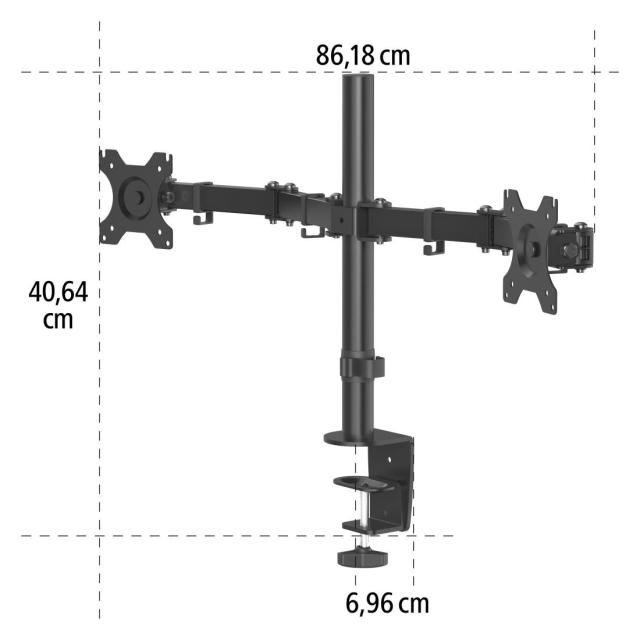 Стойка за 2 монитора за бюро HAMA Регулируема, 13" - 32", 8 кг, Swivel/Tilt, Черен