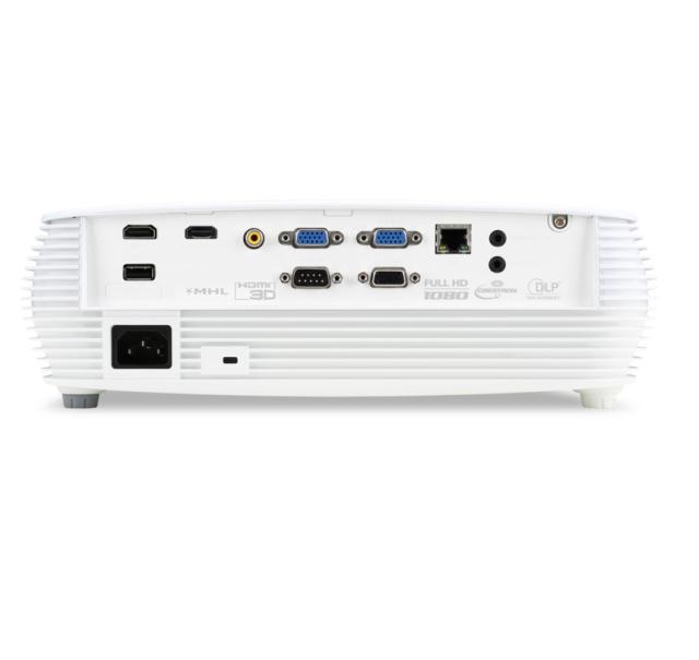 Мултимедиен проектор Acer Projector P5535, DLP, FullHD (1920x1080), 20000:1, 4500 ANSI Lumens, 3D 144Hz, VGAx2, RCA, HDMI/MHL, HDMI, Audio in, RJ45, LAN Control, Speaker 16W, Bluelight Shield, Bag, 2.71kg, White + Logitech Wireless Presenter R400
