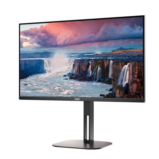 Монитор AOC 24V5C/BK, 23.8" IPS WLED, 1920x1080@75Hz, 4ms GtG, 1ms MPRT, 300cd m/2, 1000:1, DCR 20M:1, FreeSync, FlickerFree, Low Blue Light, 3Wx2, Tilt, Height Adjust, Pivot, Swivel, HDMI, DP, USB hub
