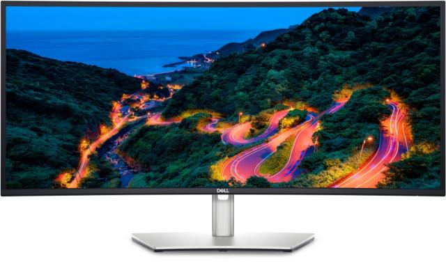 Монитор Dell U3423WE, 34" UltraSharp Curved  AG LED 21:9, IPS, 5ms, 2000:1, 300 cd/m2, WQHD (3440x1440), 98% sRGB, 98% DCI-P3, HDMI, DP, USB-C hub, USB 3.2, RJ-45, 5W speakers, ComfortView, Audio Line-out, Height Adjustable, Swivel, Tilt, Black