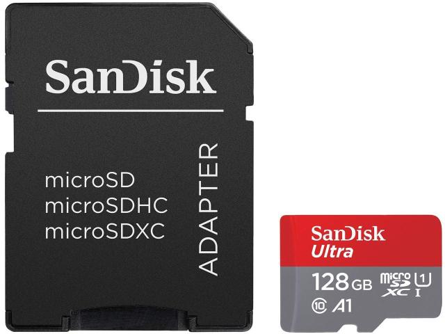 Карта памет SANDISK Ultra microSDHC, 128GB, A1, UHS-I, U1, Class 10, 120MB/s, Адаптер