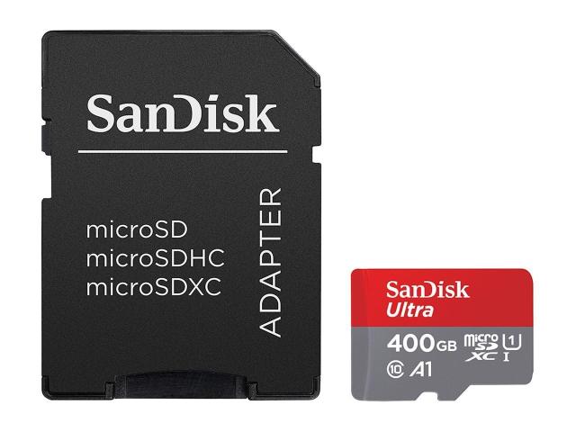 Карта памет SANDISK Ultra microSDHC, 400GB, A1, UHS-I, U1, Class 10, 120MB/s, Адаптер