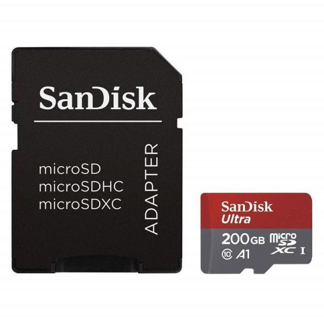 Карта памет SANDISK Ultra microSDHC, 200GB, A1, UHS-I, U1, Class 10, 120MB/s, Адаптер