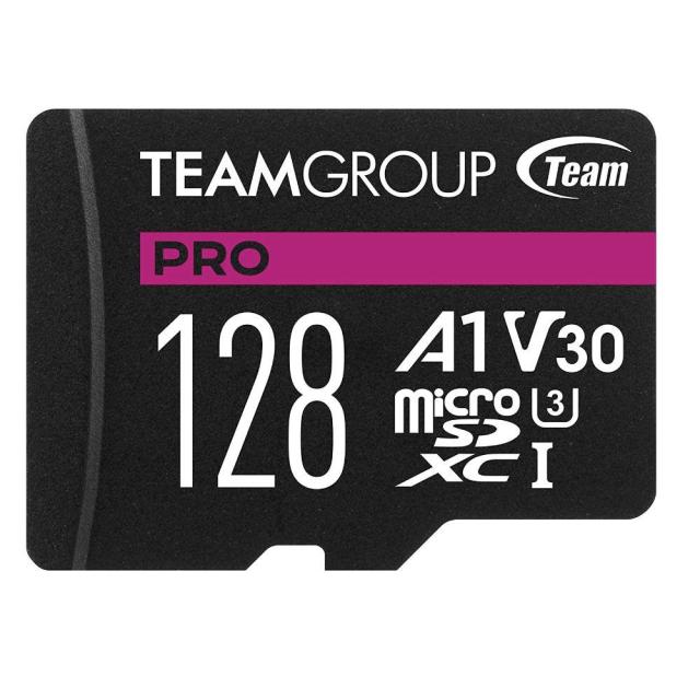 Карта памет Team Group A1 PRO microSDXC 128GB, UHS-I U3, V30, A1 + SD Адаптер