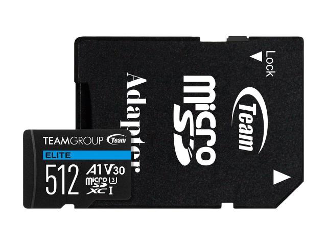 Карта памет Team Group microSDXC, 512GB, UHS-I Class 3, V30, A1, SD Адаптер