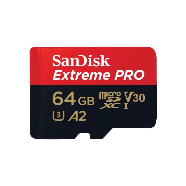 Карта памет SANDISK Extreme PRO microSDXC, 64GB, Class 10 U3, A2, V30, 90 MB/s с адаптер SD