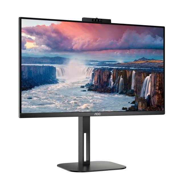 Монитор AOC 24V5CW/BK, 23.8" IPS WLED, 1920x1080@75Hz, 4ms GtG, 1ms MPRT, 300cd m/2, 1000:1, DCR 20M:1, FreeSync, FlickerFree, Low Blue Light, 5Wx2, 2MP Windows Hello, Tilt, Height Adjust, Pivot, Swivel, HDMI, DP, USB hub