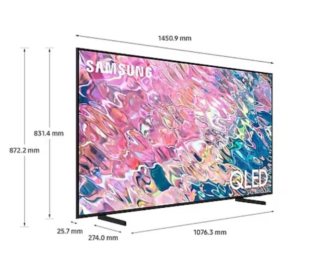 Телевизор Samsung 65'' 65Q60B QLED FLAT, SMART, 3100 PQI, Dual LED, Quantum HDR, Dolby Digital Plus, Q-Symphony, Bixby, LAN, Bluetooth 5.2, Wi-Fi, 3xHDMI 2.0, 2xUSB 2.0, Tizen 6.5, Black