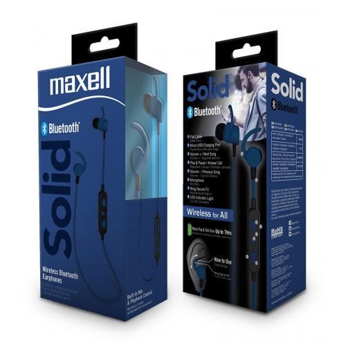 Слушалки Maxell BT100 SOLID, микрофон, Bluetooth, тип "тапи", Сини