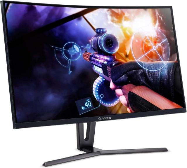 Монитор Aopen powered by Acer 32HC1QURPbidpx, 31.5'' 16:9, VA LED QHD (2560x1440) 250 nit, 1800R Curve, 4ms, FreeSync Premium, up to 144Hz, Zeroframe, 100M:1 ACM, 250cd/m2, DVI, HDMI, DP, Audio out, Tilt, VESA, Black