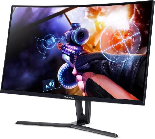 Монитор Aopen powered by Acer 32HC1QURPbidpx, 31.5'' 16:9, VA LED QHD (2560x1440) 250 nit, 1800R Curve, 4ms, FreeSync Premium, up to 144Hz, Zeroframe, 100M:1 ACM, 250cd/m2, DVI, HDMI, DP, Audio out, Tilt, VESA, Black
