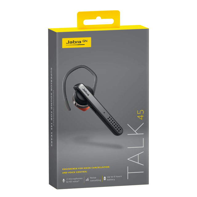 Слушалкa Jabra Talk 45 100-99800900, безжичнa, Bluetooth, микрофон, Сив