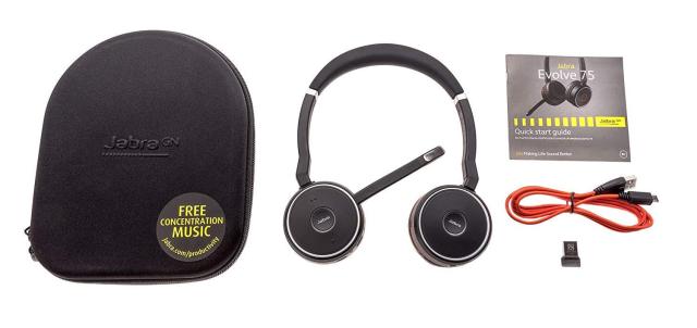 Слушалки Jabra Evolve 75 UC Stereo, Микрофон, Черни 
