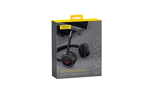 Слушалки Jabra Evolve 75 UC Stereo, Микрофон, Черни 