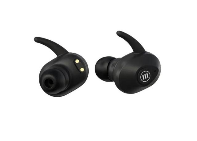 Слушалки Maxell MINI DUO EB-BT, безжични, Bluetooth, микрофон, с докинг кутия, Черни