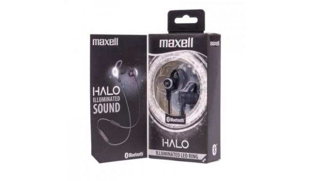 Слушалки Maxell Halo Sport, безжични, Bluetooth, микрофон, LED пръстен технология на осветен звук, Черни