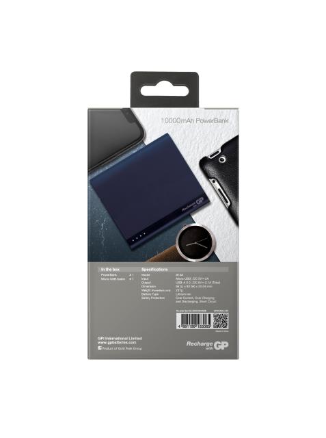 Външна батерия GP B10A, 10 000 mAh, син