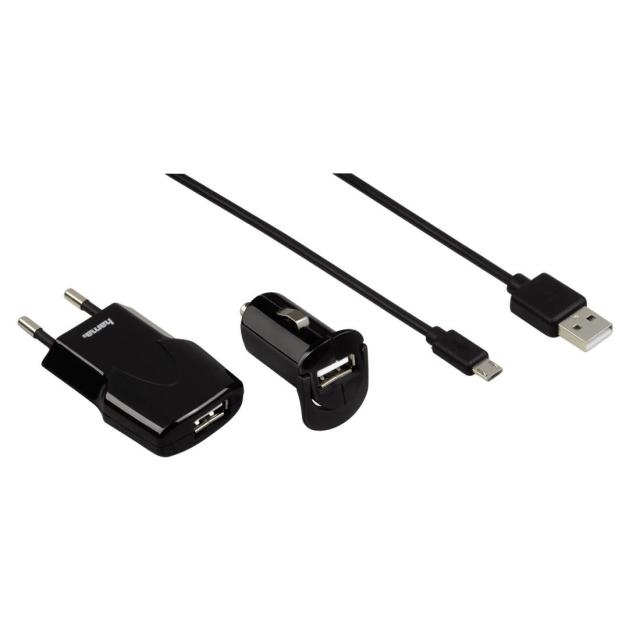 Комплект за зареждане HAMA "Picco", micro USB, Черно, 1А