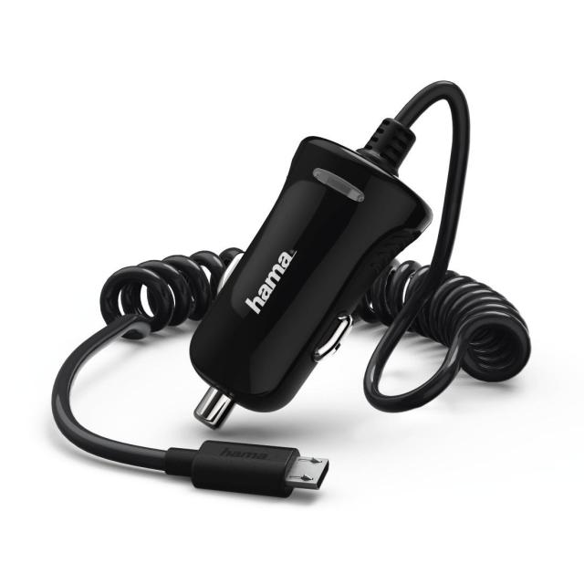 Зарядно за кола HAMA 178261, micro-USB, 2.4 A, Черен