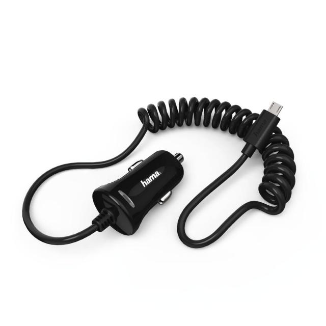 Зарядно за кола HAMA 178261, micro-USB, 2.4 A, Черен