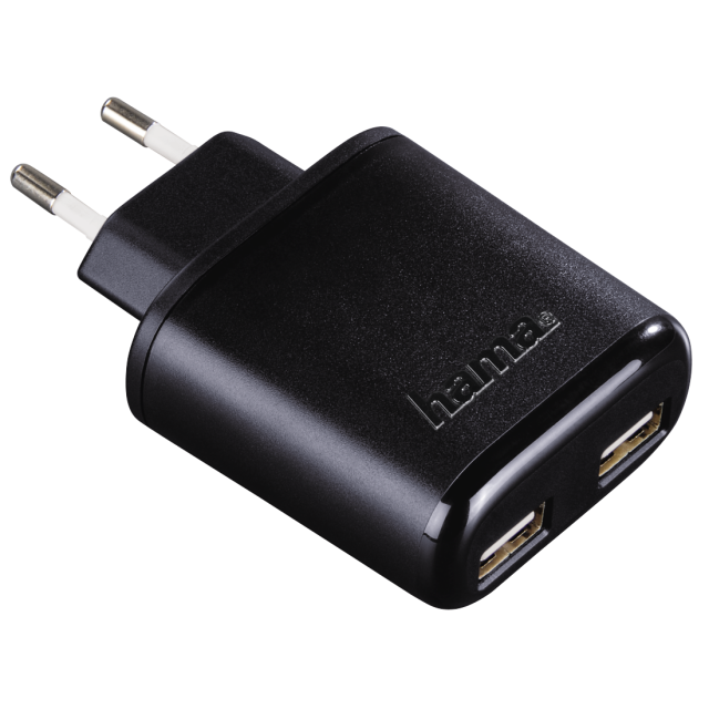 Зарядно 220V HAMA Auto-Detect 5 V/4.8 A, 2x USB, черен