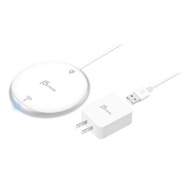 Безжично зарядно устройство j5create JUPW1101, Бял,10W