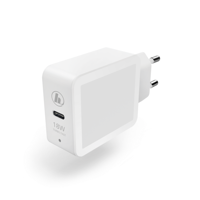 Мрежово зарядно HAMA USB-C Power Delivery (PD), Qualcomm, 18 W, Бял