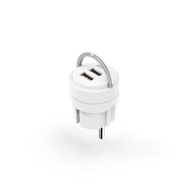 Зарядно 220 V HAMA, 2 x USB, 2.4 A, Бял