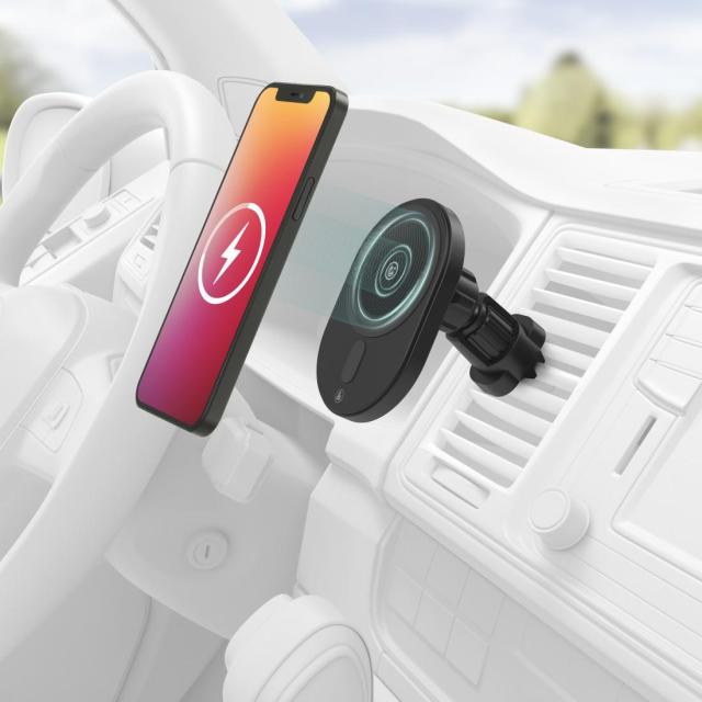 Безжично зарядно HAMA MagCharge Car FC15, 15W, Магнитно, За кола, Черен