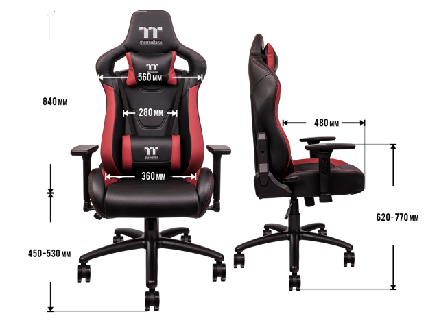 Геймърски стол TteSports U Fit, Черен/Червен