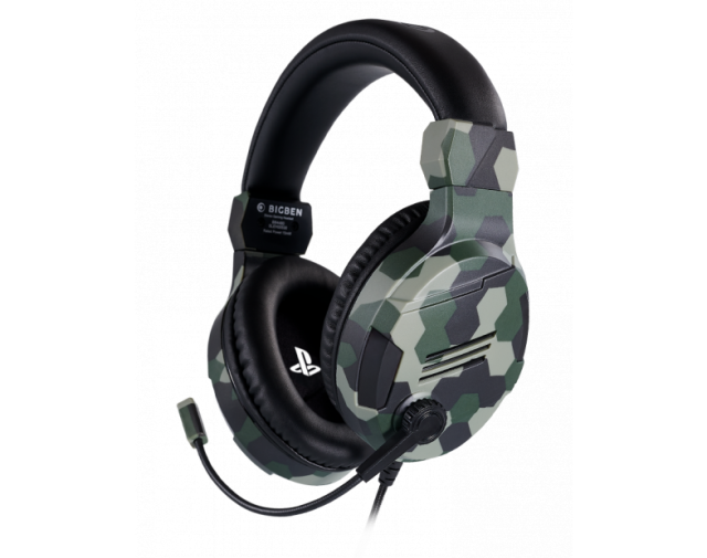 Геймърски слушалки Nacon Bigben PS4 Official Headset V3 Camo Green, Микрофон, Зелен